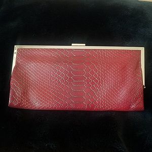 Hobo International Red Snakeskin Clutch Purse